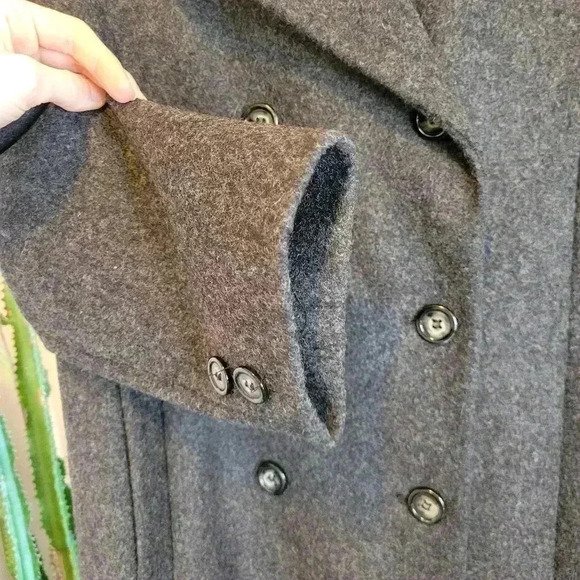 Levine Classics Gorgeous Dark Grey 100% Wool Long Trench Coat, Size 14 RN38843 - Picture 8 of 12